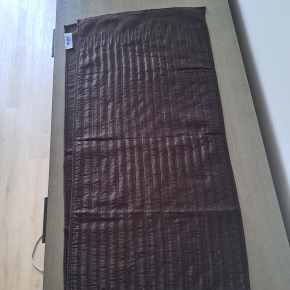 KENZO Homme Italy Luxurious Reversible Wool Backed Silk Scarf Chocolate 60"x13" - Picture 11 of 15